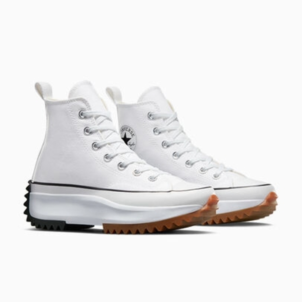 Converse White and Black High-Top Run Star Hike Canvas Platform Sneakers - Picture 2 of 5